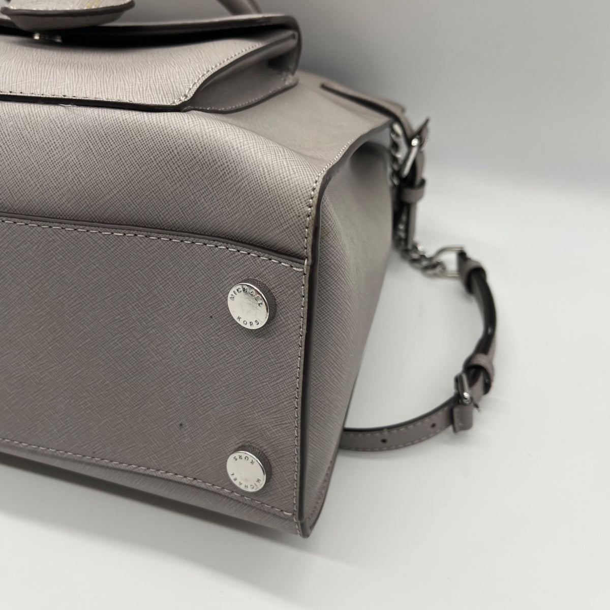 Michael Kors Grey Saffiano Leather Emma Satchel Bag