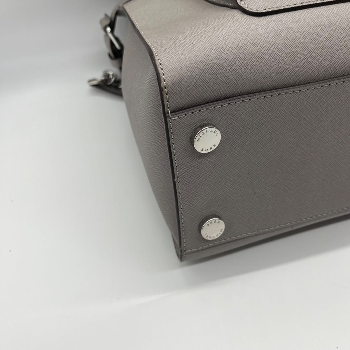 Michael Kors Grey Saffiano Leather Emma Satchel Bag