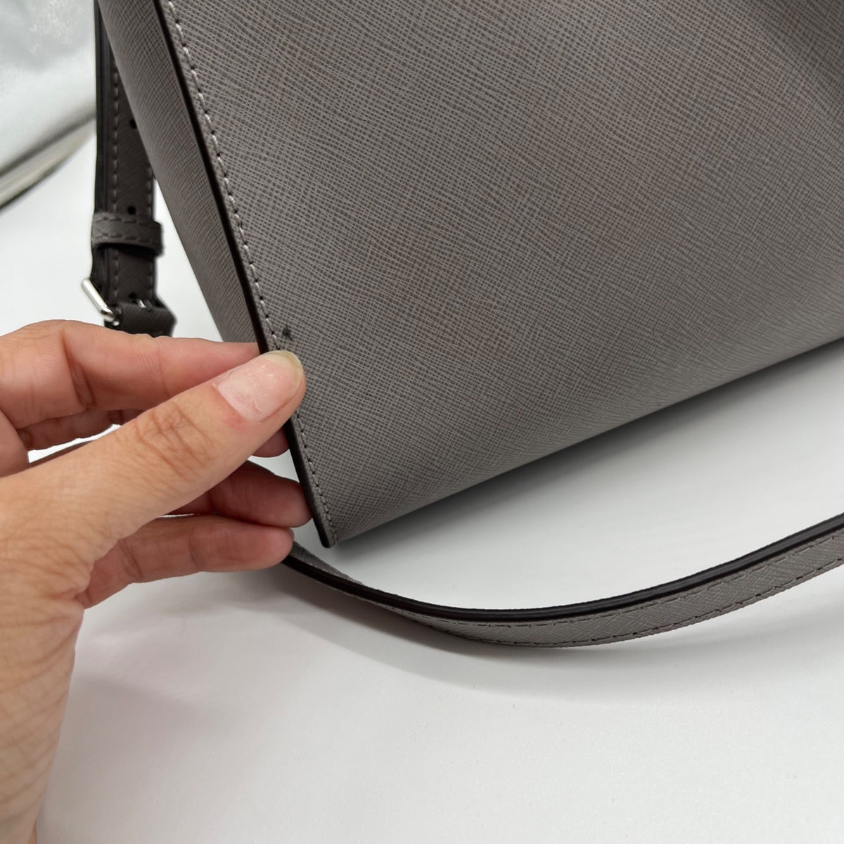 Michael Kors Grey Saffiano Leather Emma Satchel Bag