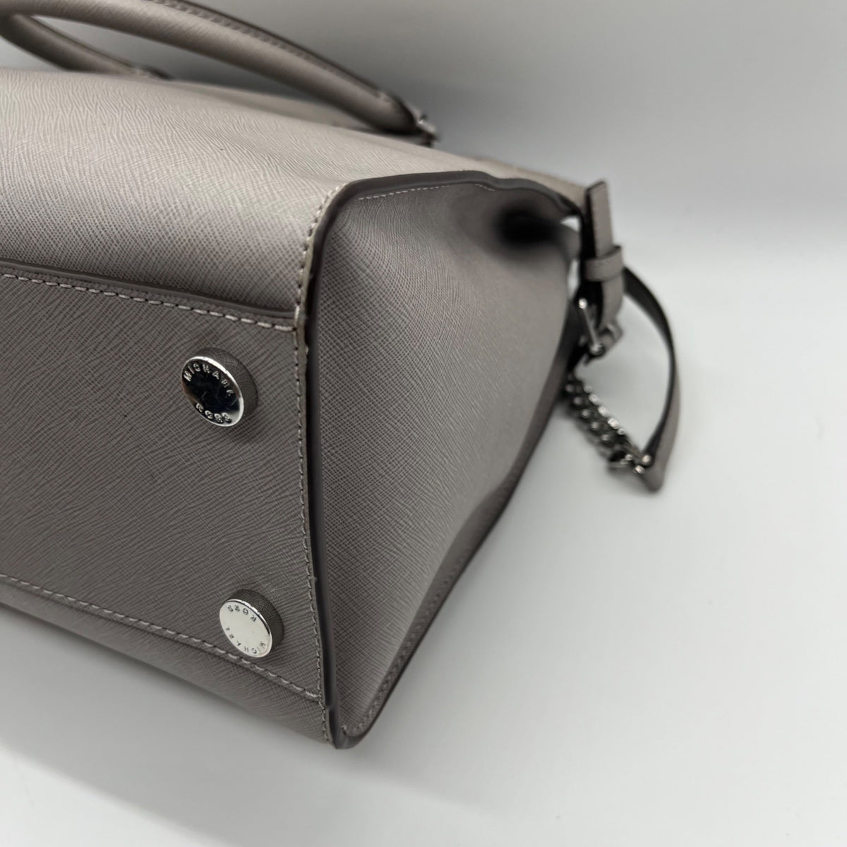 Michael Kors Grey Saffiano Leather Emma Satchel Bag