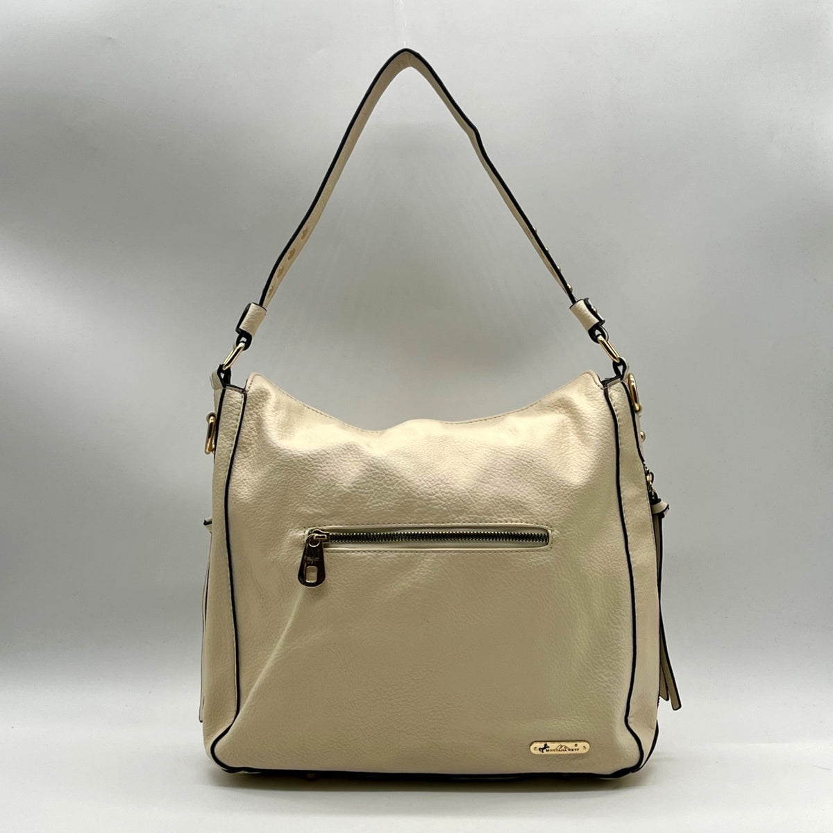 Montana West Cream Leather Shoulder Bag