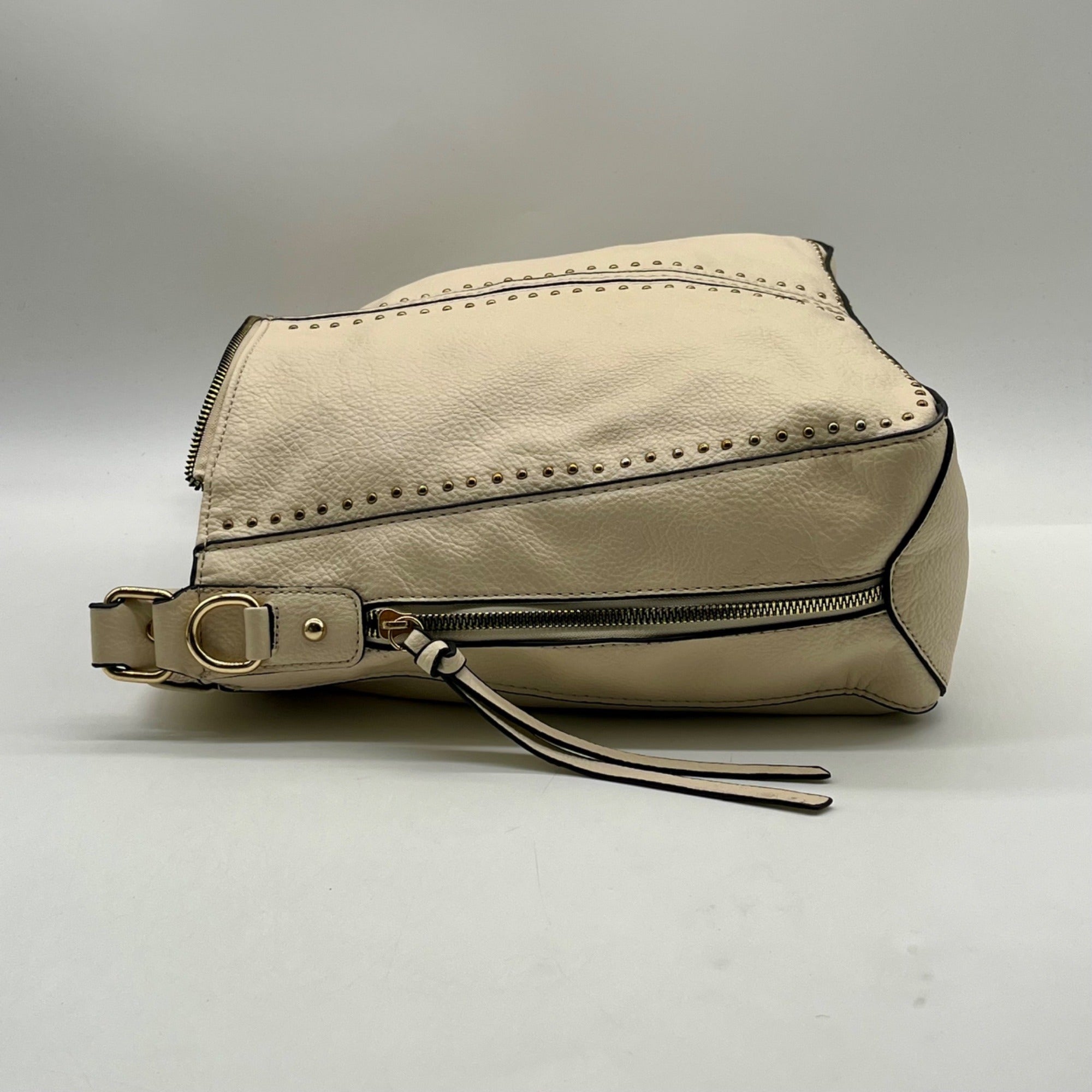 Montana West Cream Leather Shoulder Bag
