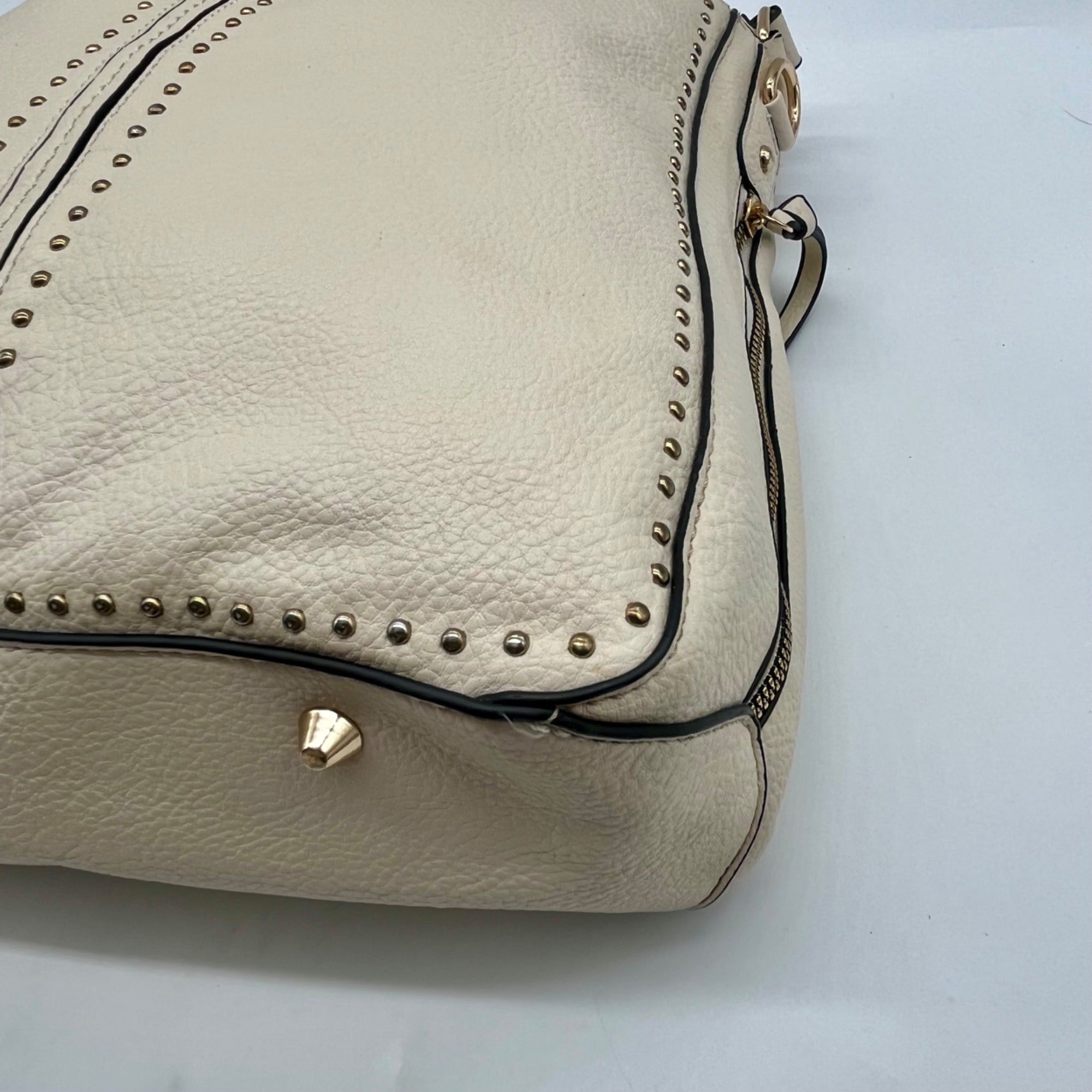 Montana West Cream Leather Shoulder Bag