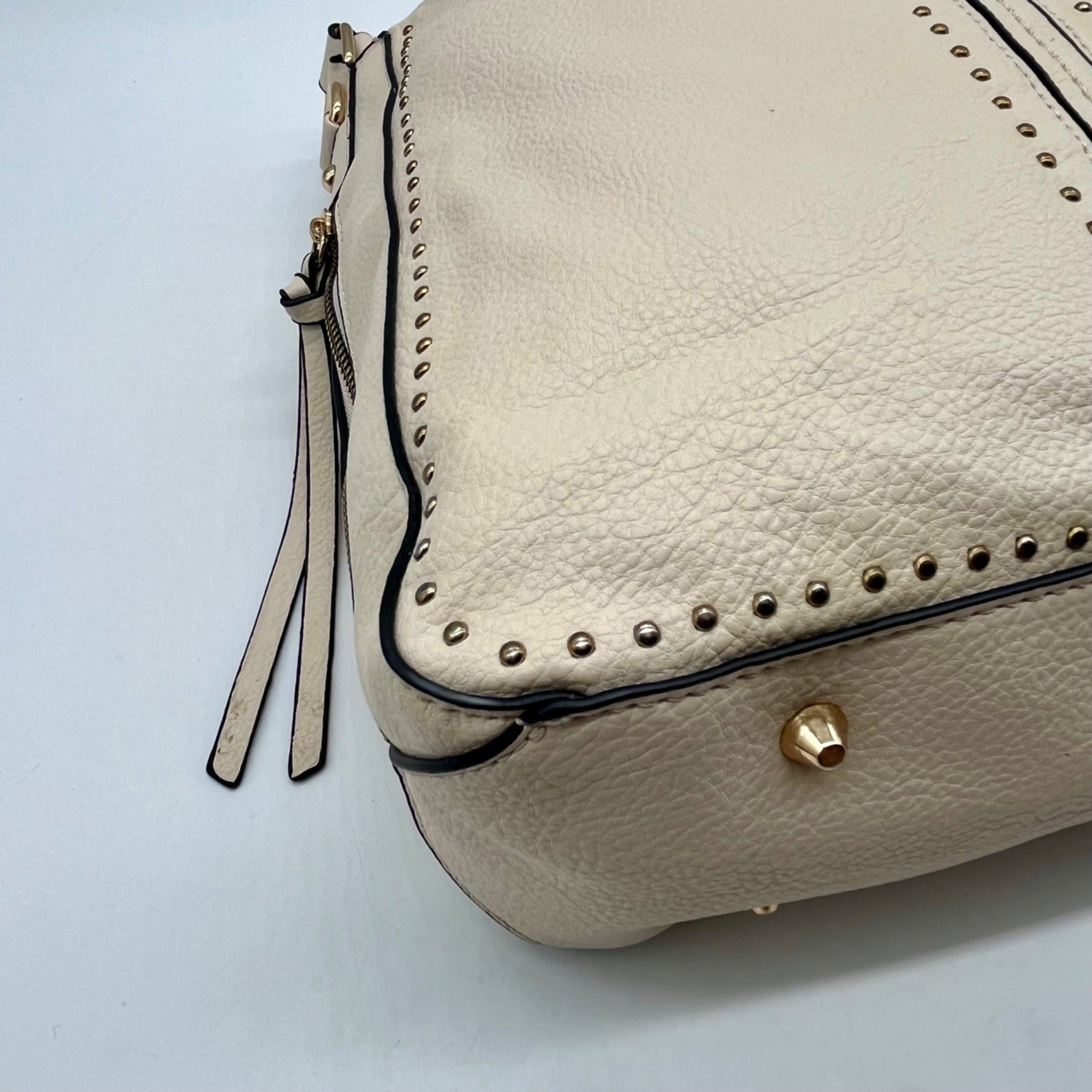 Montana West Cream Leather Shoulder Bag