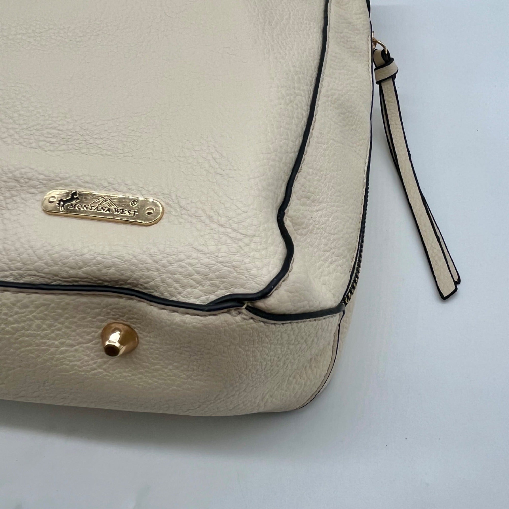 Montana West Cream Leather Shoulder Bag