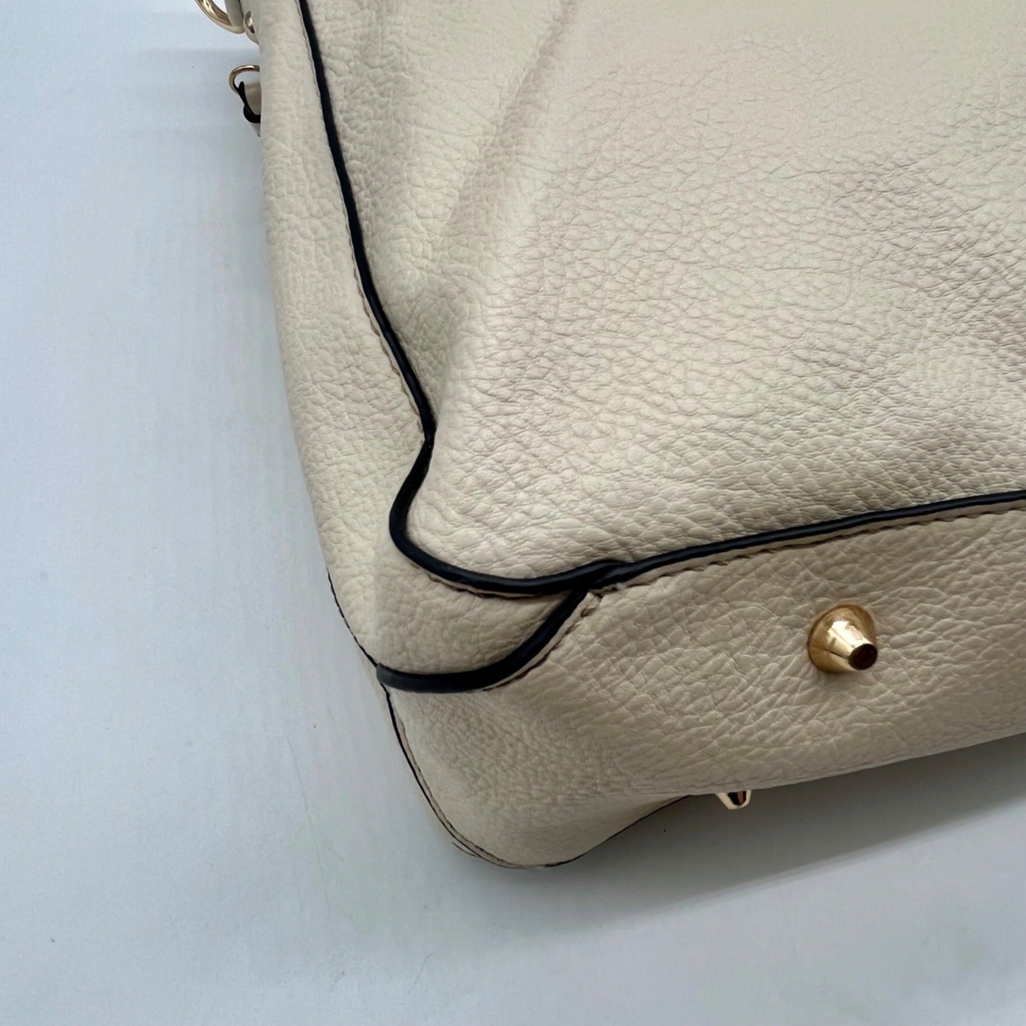 Montana West Cream Leather Shoulder Bag