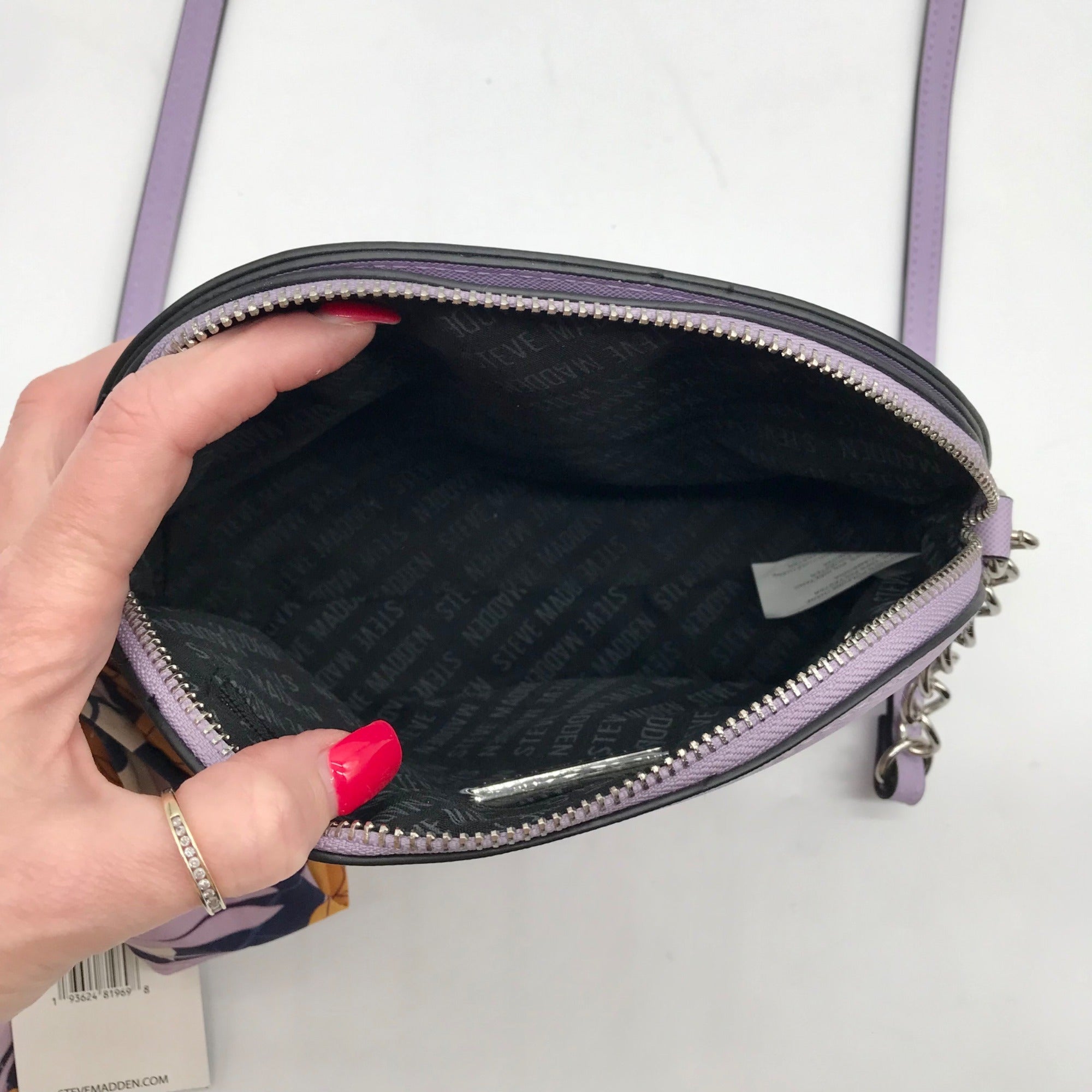 Steve Madden Purple Dome Crossbody With Floral Scarf