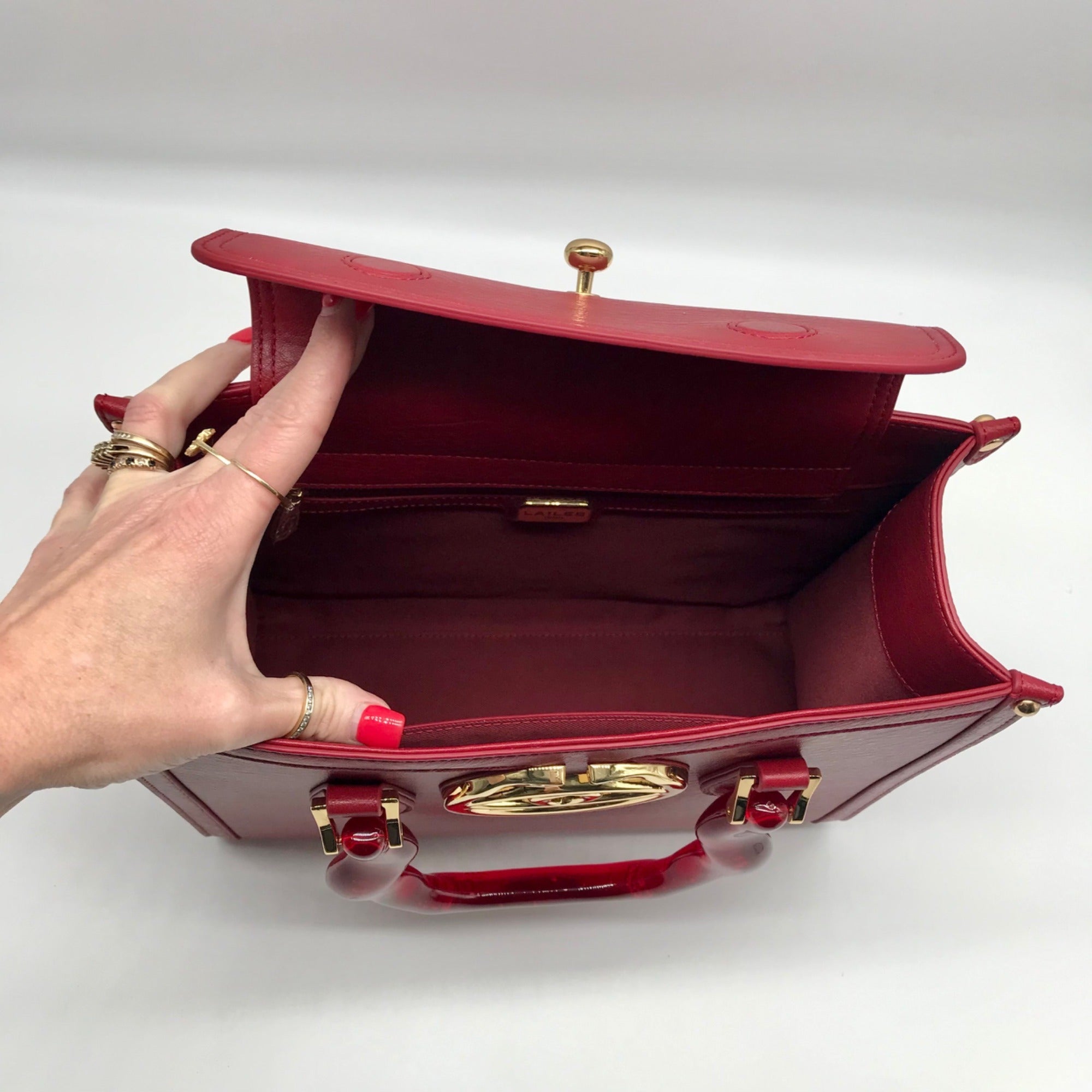 Lailee Red Leather Shoulder Bag