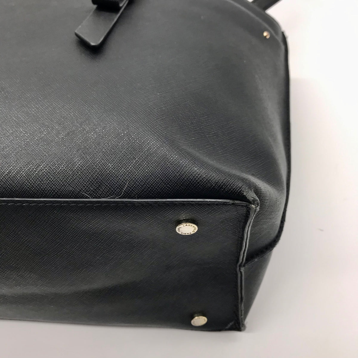 Karl Lagerfeld Black Leather Flurete Tote Bag