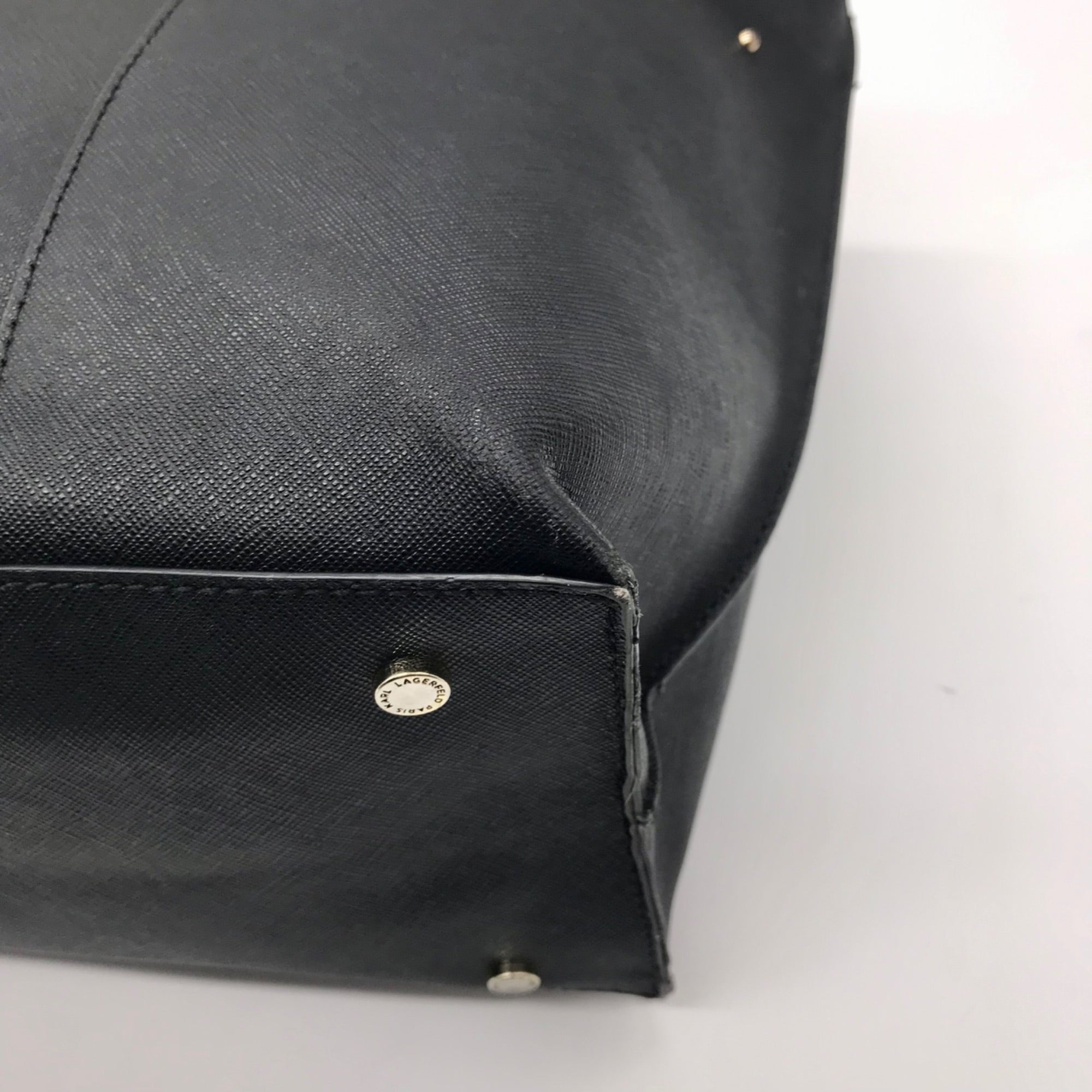 Karl Lagerfeld Black Leather Flurete Tote Bag
