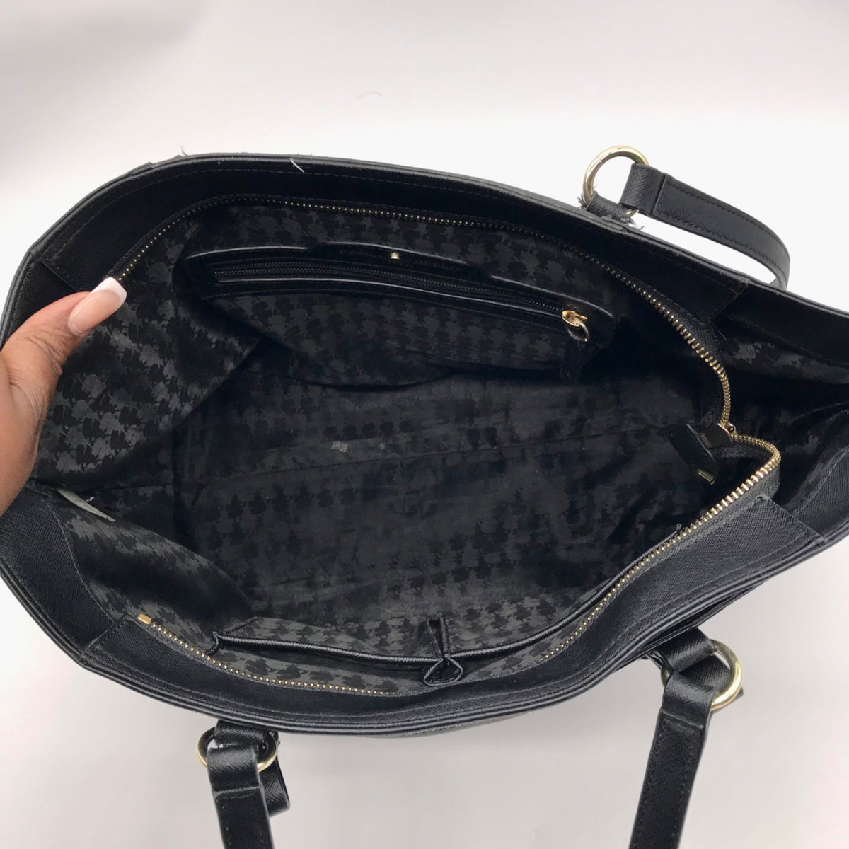 Karl Lagerfeld Black Leather Flurete Tote Bag