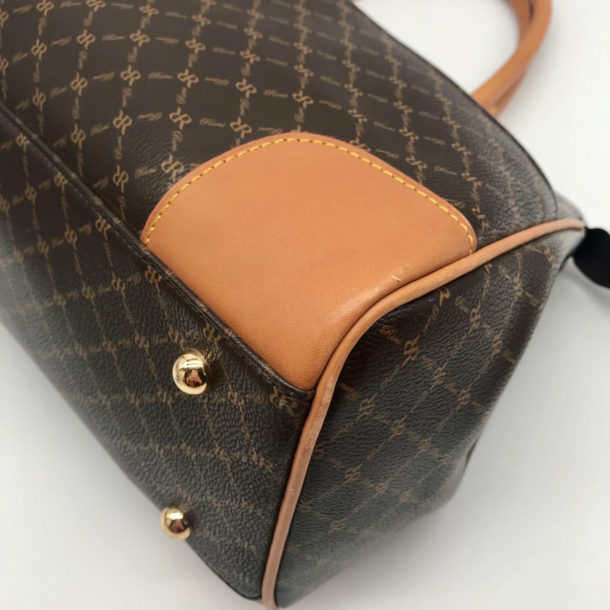 Rioni Brown Canvas Princess Convertible Satchel