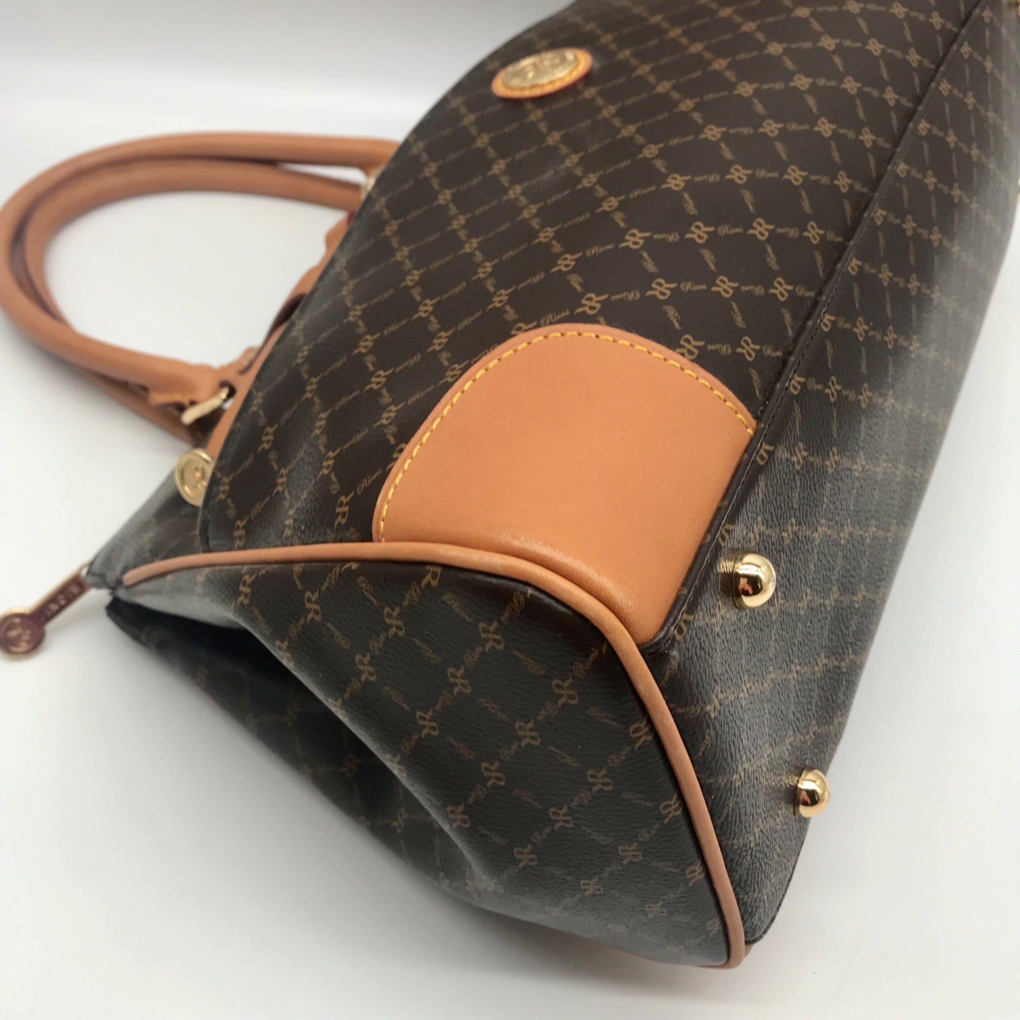 Rioni Brown Canvas Princess Convertible Satchel