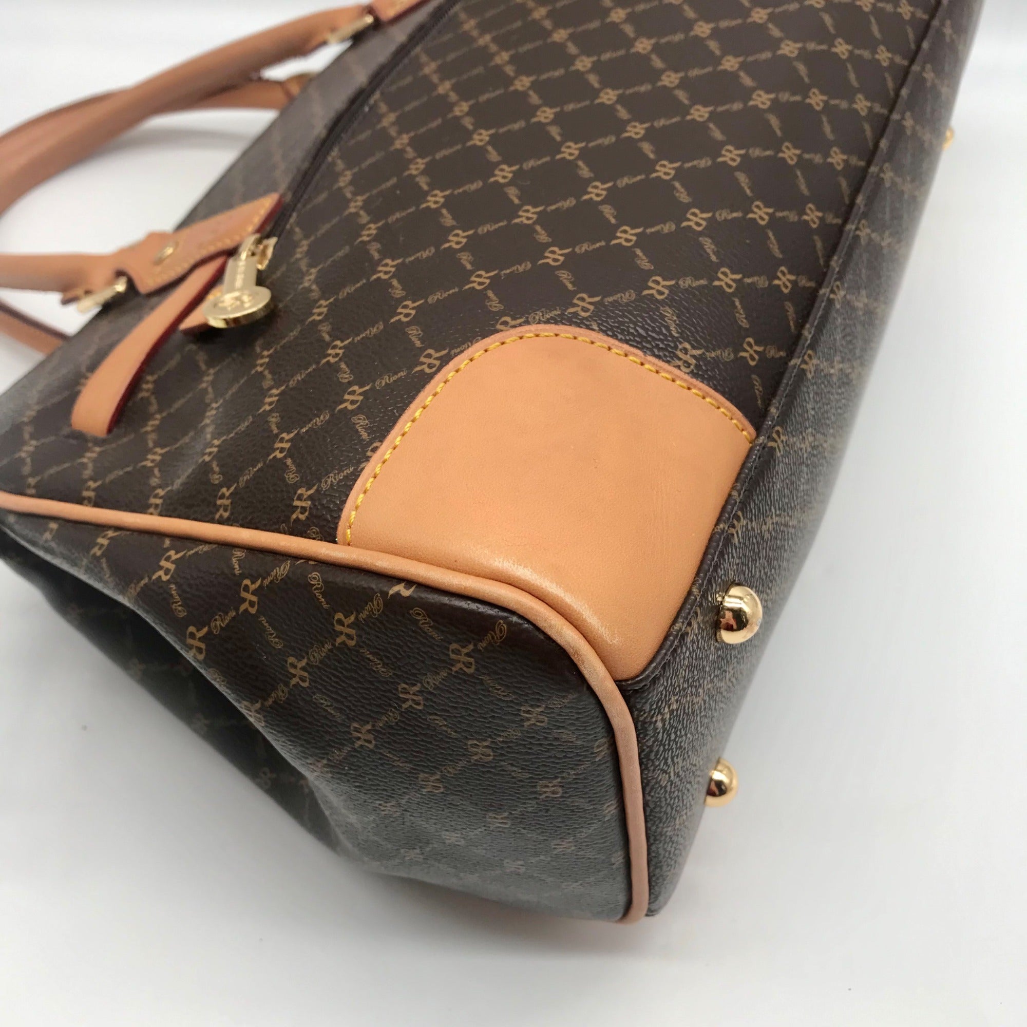 Rioni Brown Canvas Princess Convertible Satchel