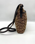 Coach Signature Khaki Canvas File Crossbody Bag F58285 w/ Wristlet