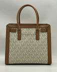 Michael Kors Cream And Brown Signature Coated Canvas Large Satchel
