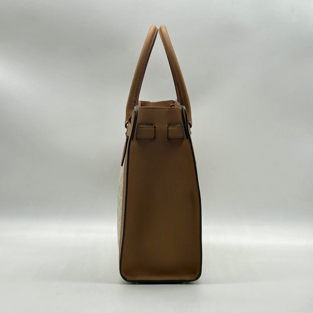 Michael Kors Cream And Brown Signature Coated Canvas Large Satchel