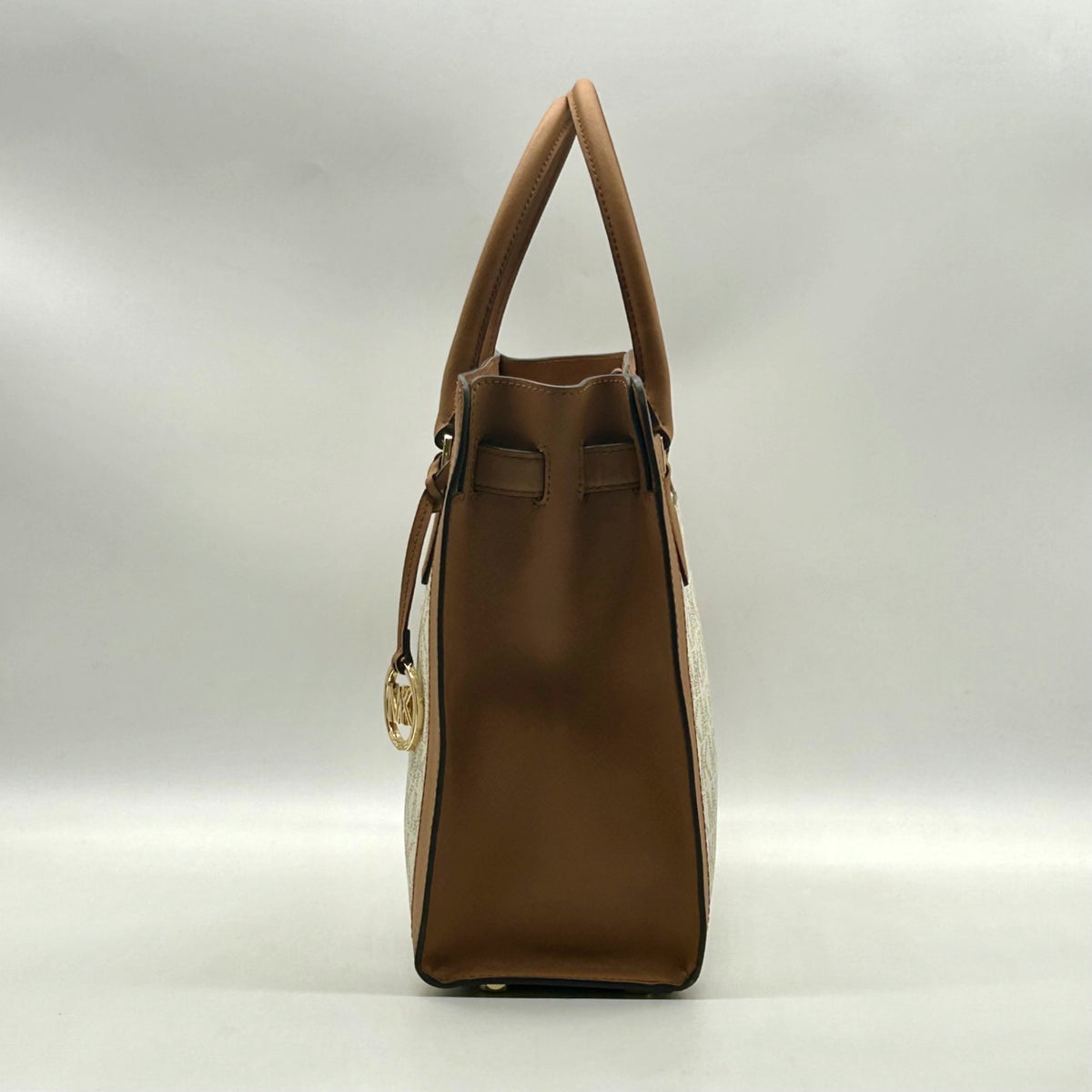 Michael Kors Cream And Brown Signature Coated Canvas Large Satchel