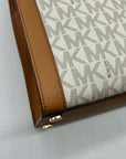 Michael Kors Cream And Brown Signature Coated Canvas Large Satchel
