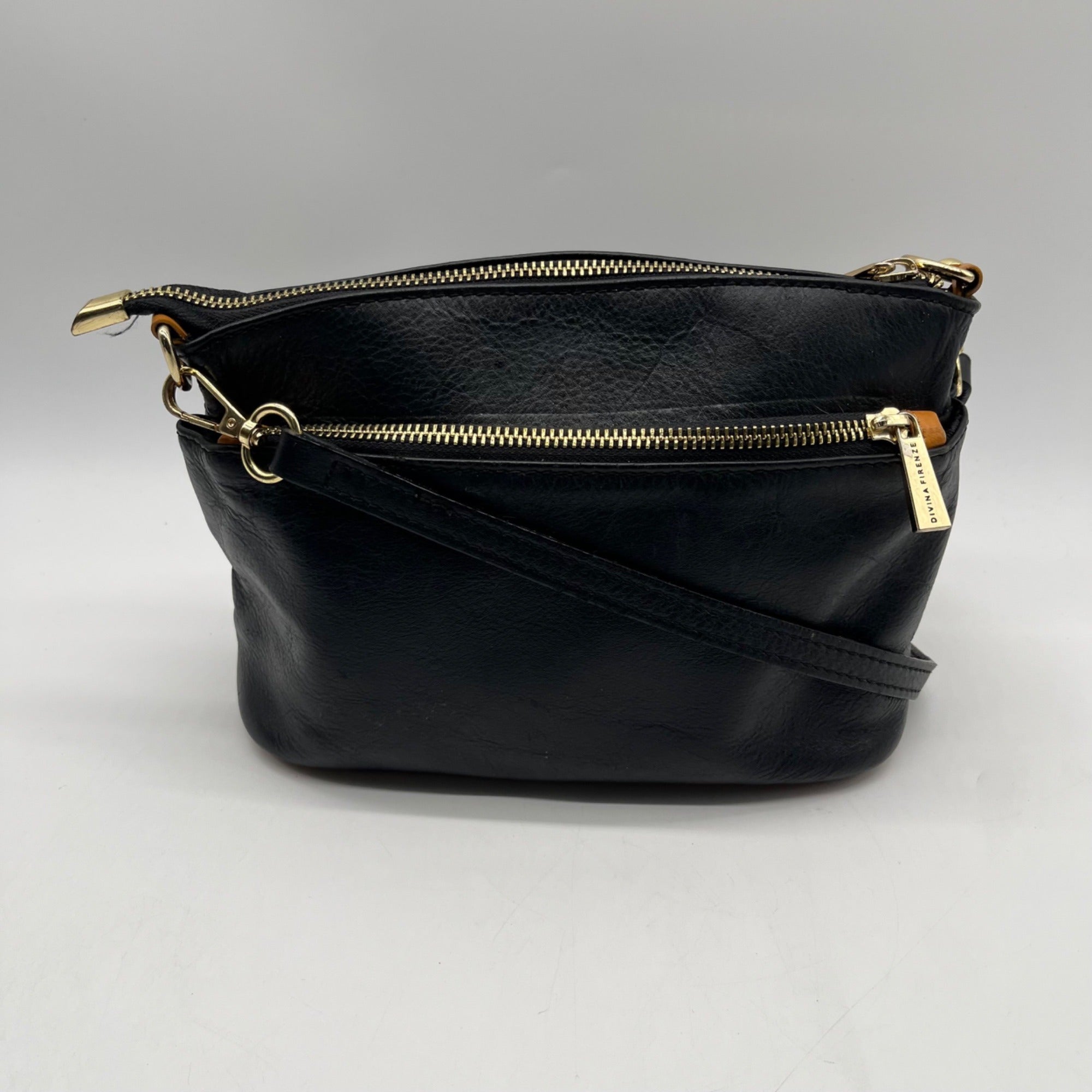 Divina Firenze Black Leather Crossbody Bag