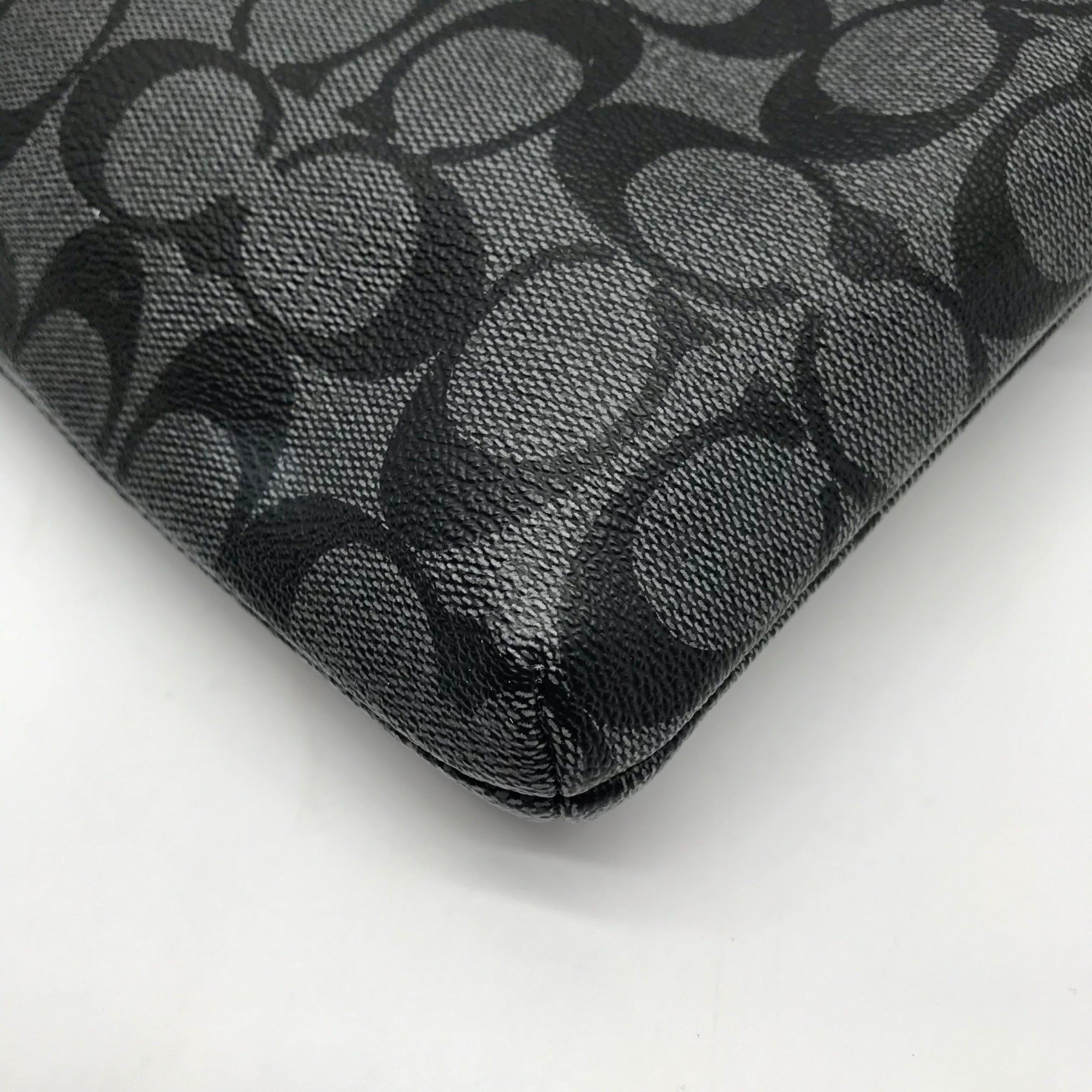 Coach Black And Gray Monogram Signature Canvas File Crossbody Bag F58316