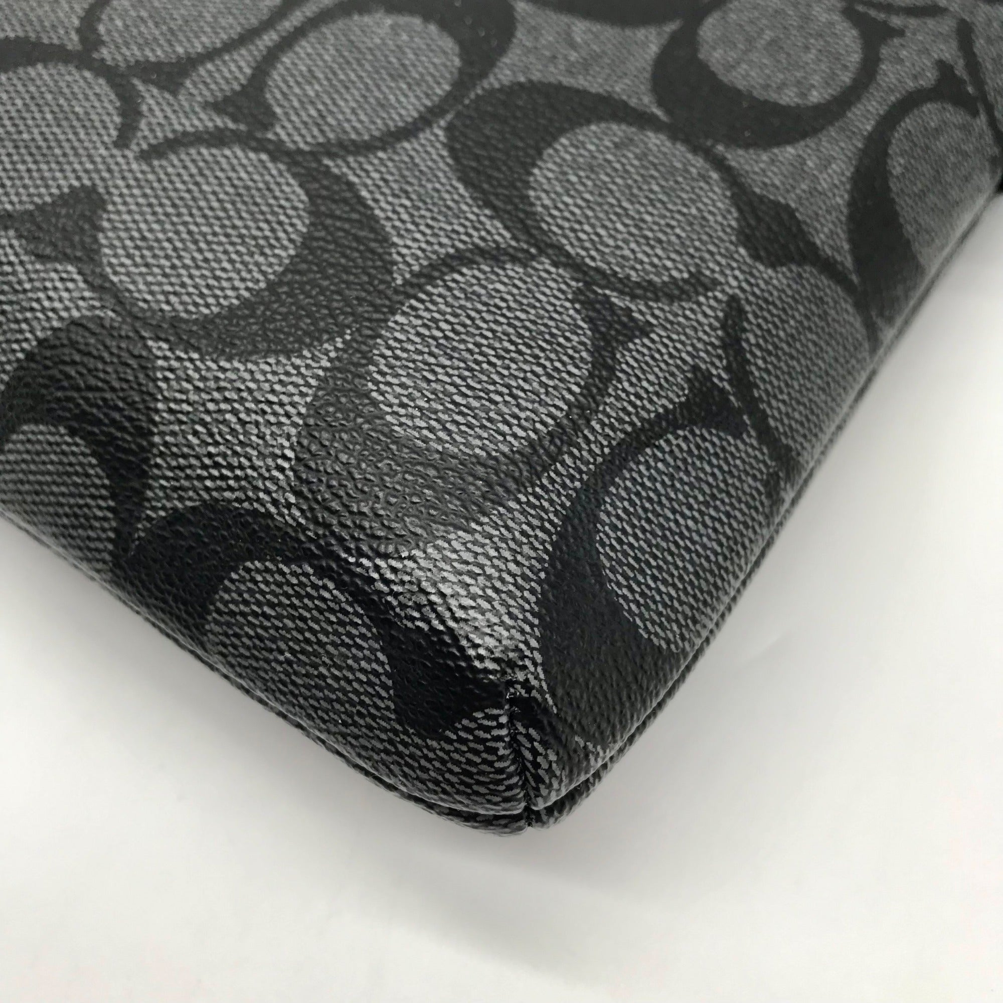 Coach Black And Gray Monogram Signature Canvas File Crossbody Bag F58316