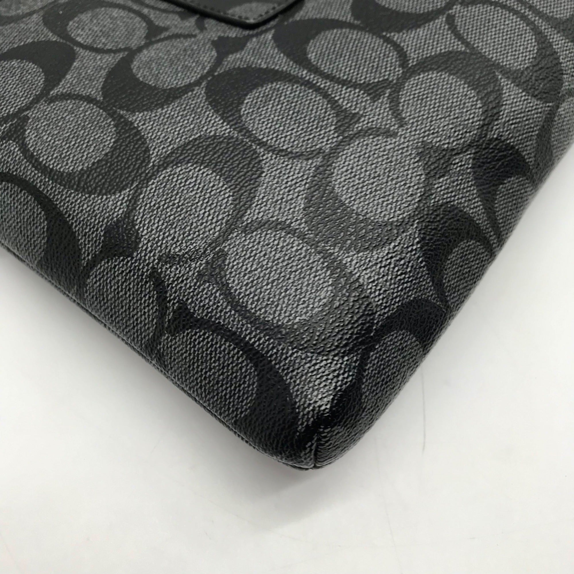 Coach Black And Gray Monogram Signature Canvas File Crossbody Bag F58316