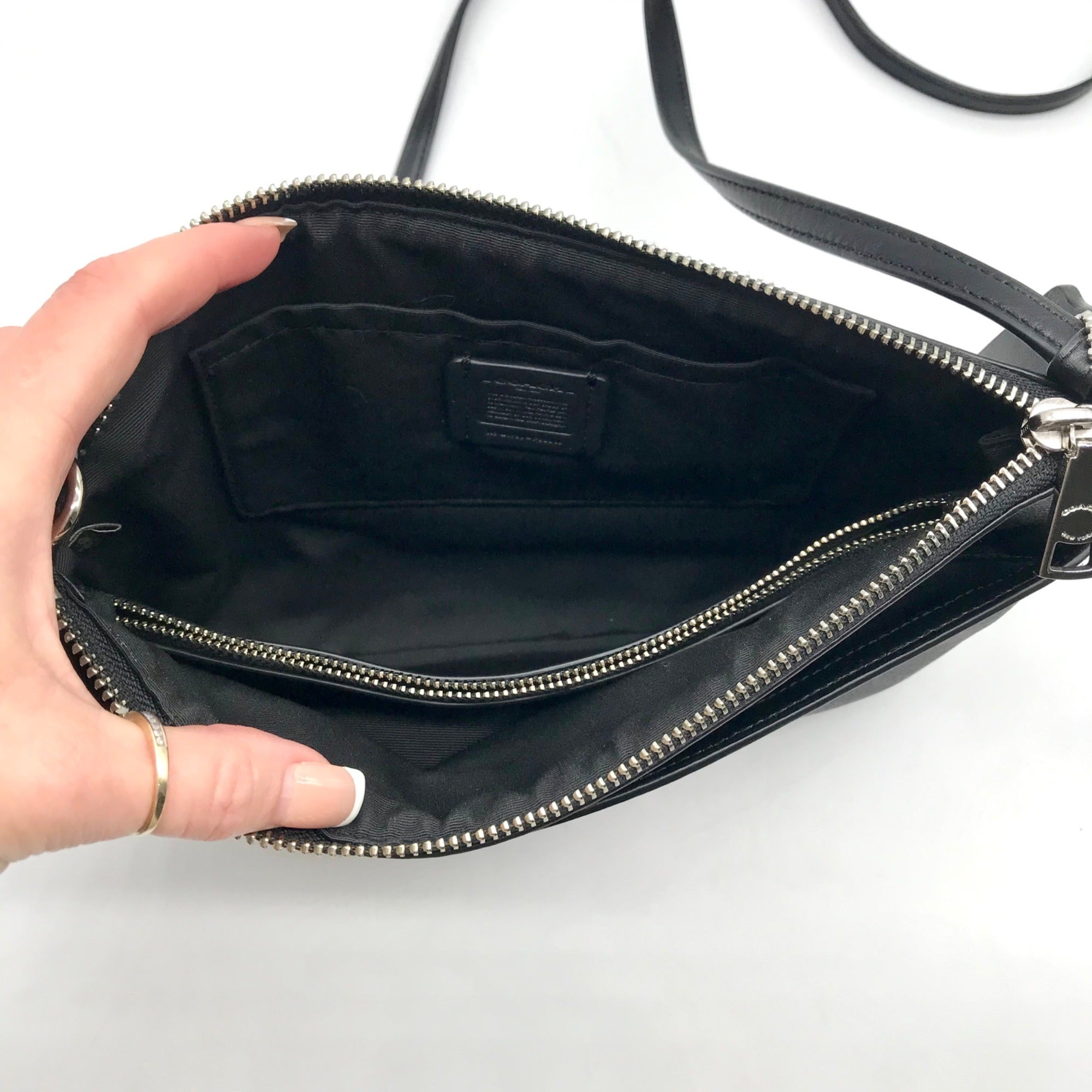 Coach Black And Gray Monogram Signature Canvas File Crossbody Bag F58316