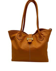 Vera Pelle Orange Pebbled Leather Shoulder Bag