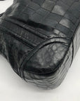 Brahmin Black Selma Croc Embossed Leather Shoulder Bag