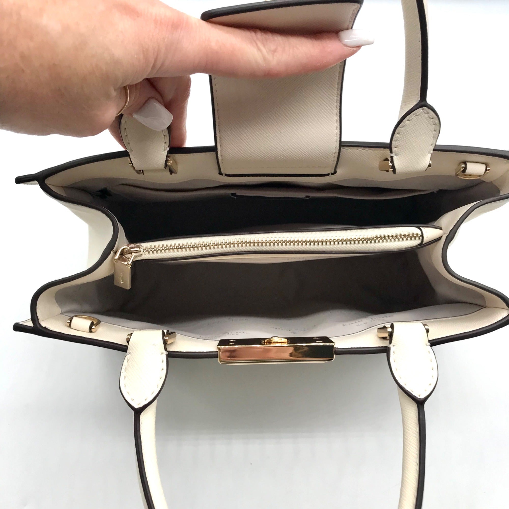 Kate Spade Off- White Leather Reegan Convertible Satchel