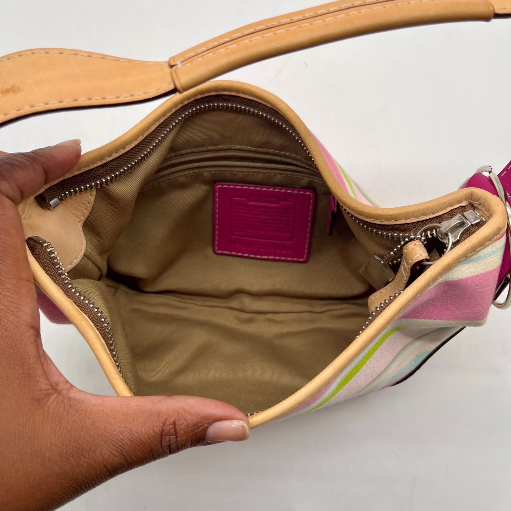 Vintage Coach Soho Stripe Hobo Shoulder Bag