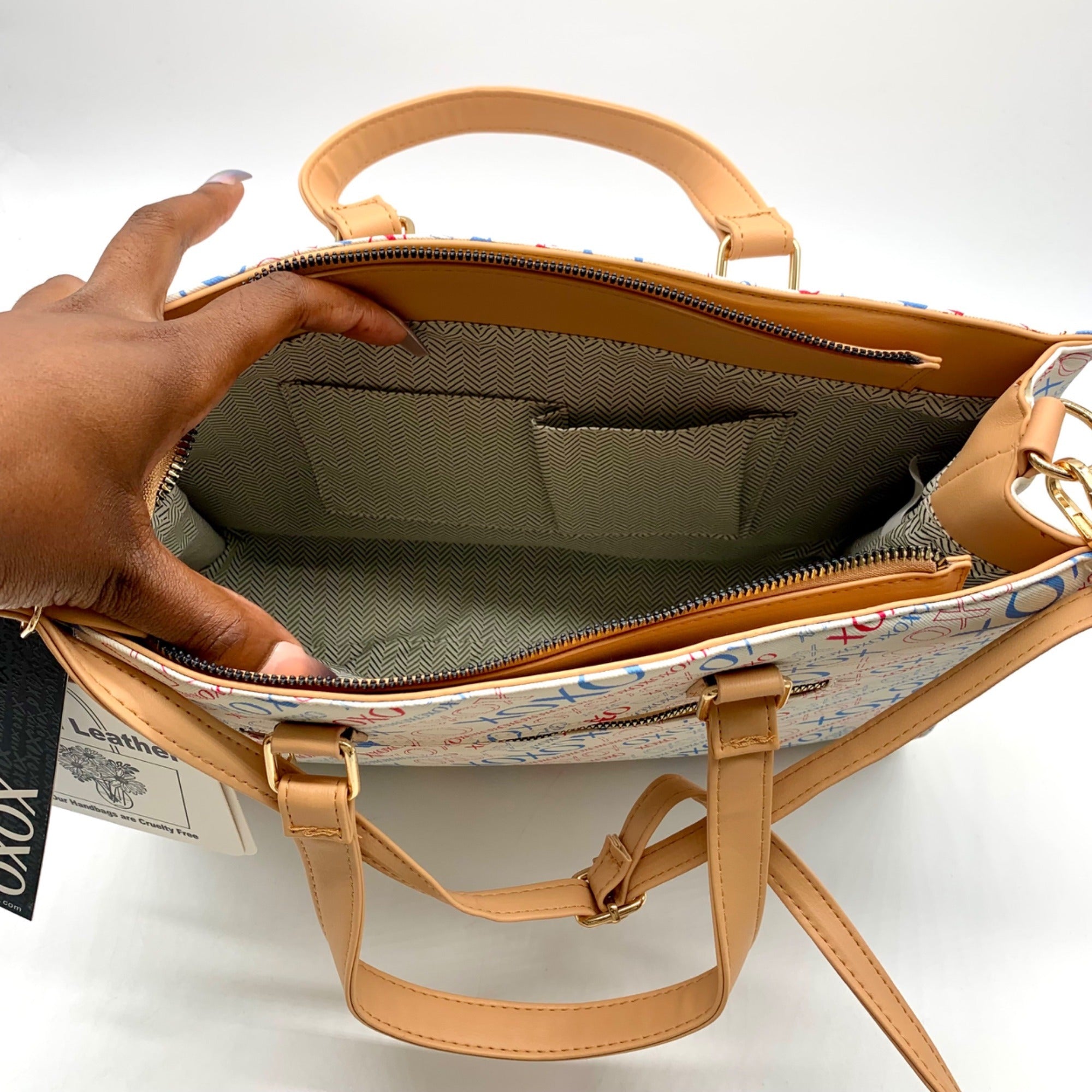 Xoxo White All-over Print Satchel Bag