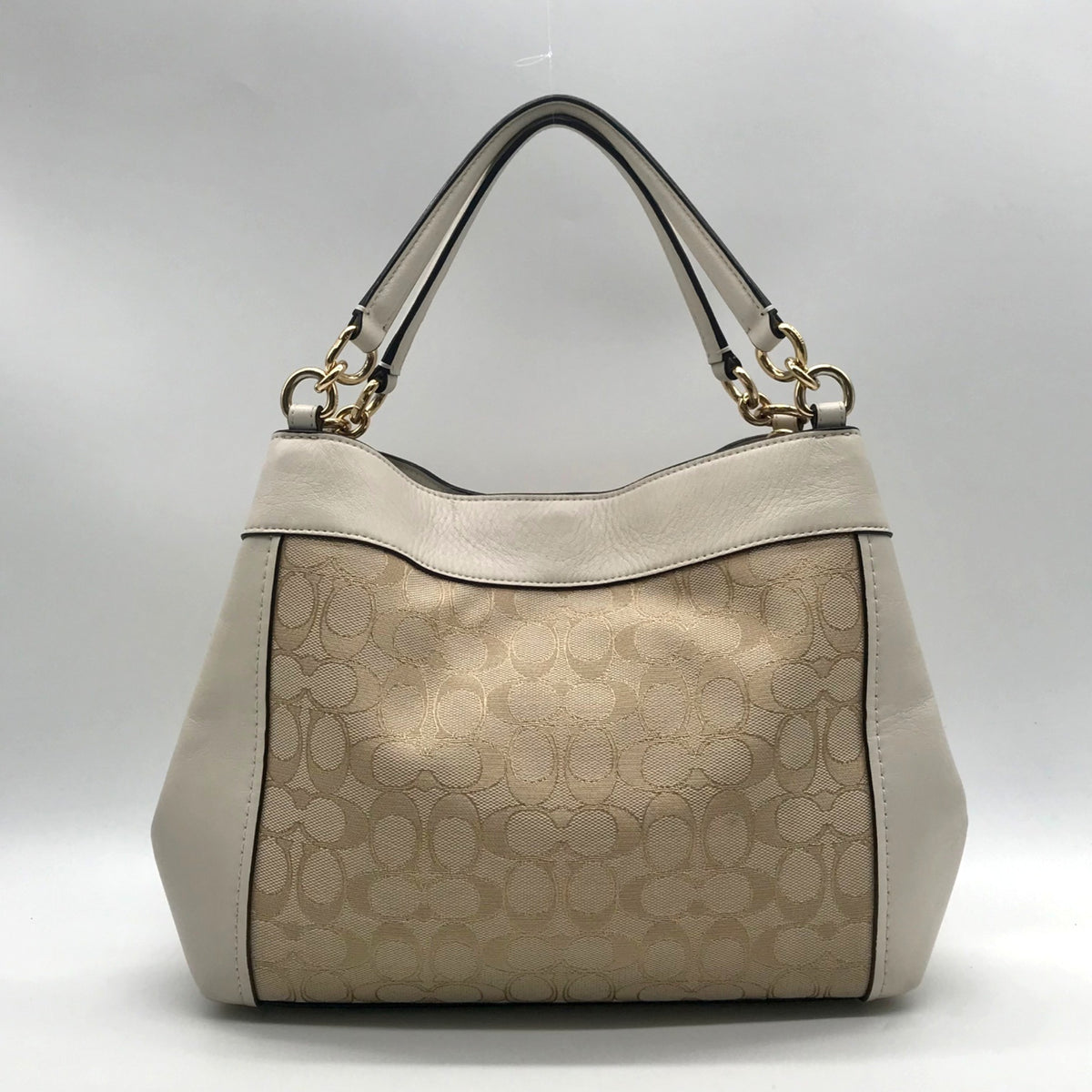 Coach Tan And White Canvas Shoulder Bag-F29548