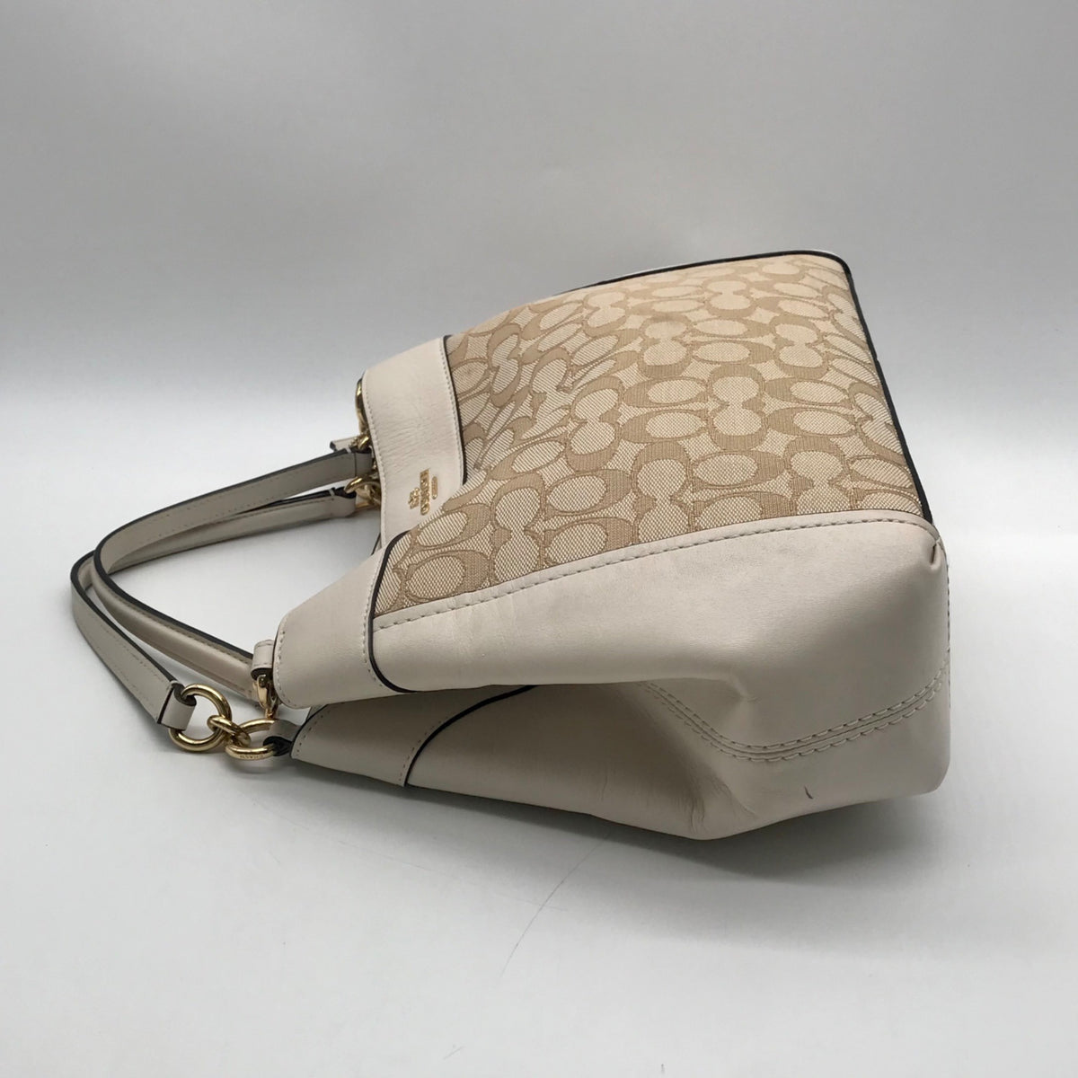 Coach Tan And White Canvas Shoulder Bag-F29548