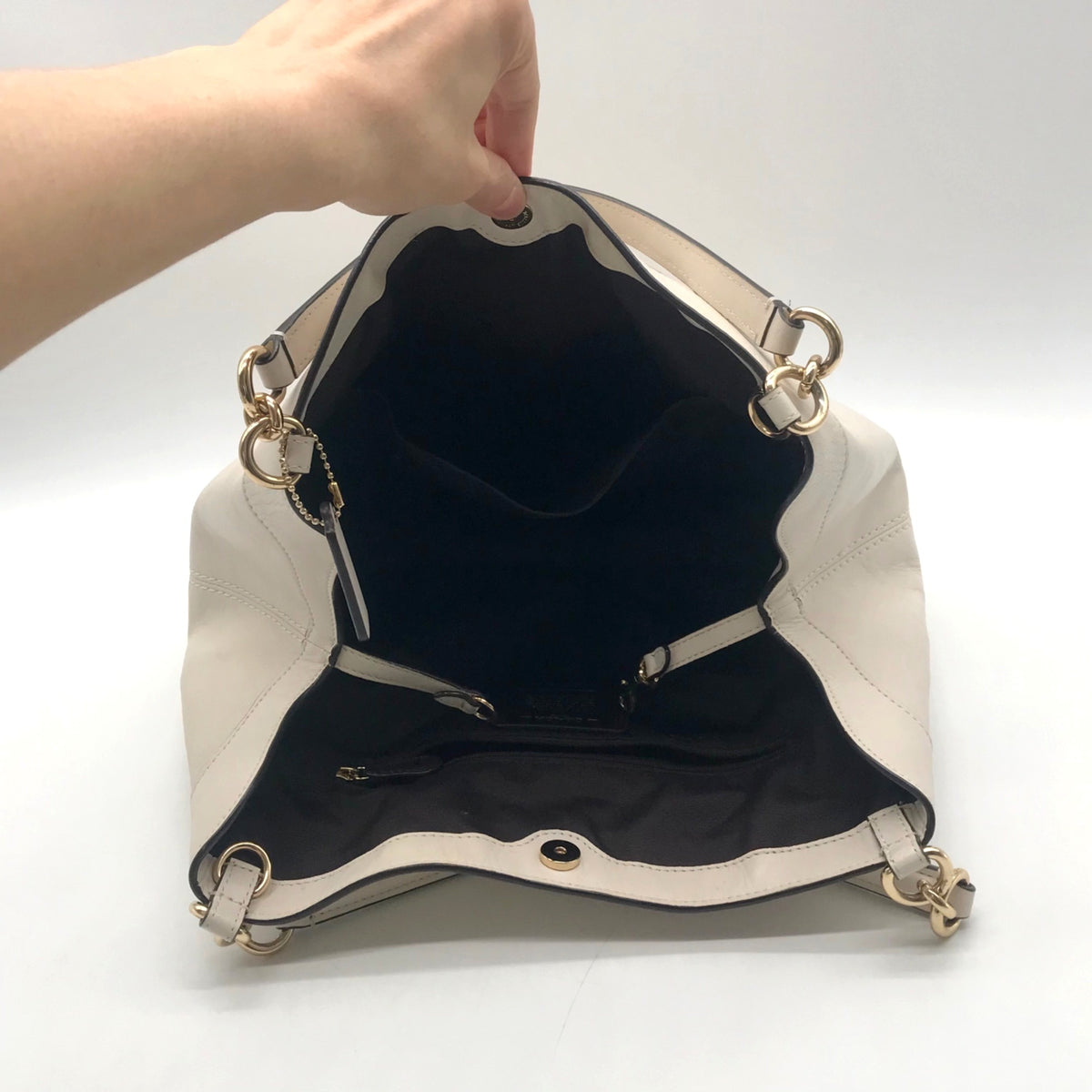 Coach Tan And White Canvas Shoulder Bag-F29548