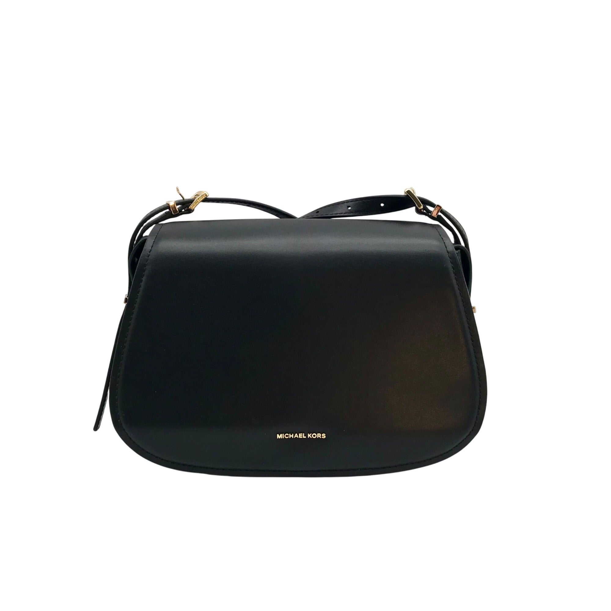 Michael Kors Black Leather Medium Lydia Flap Messenger Bag