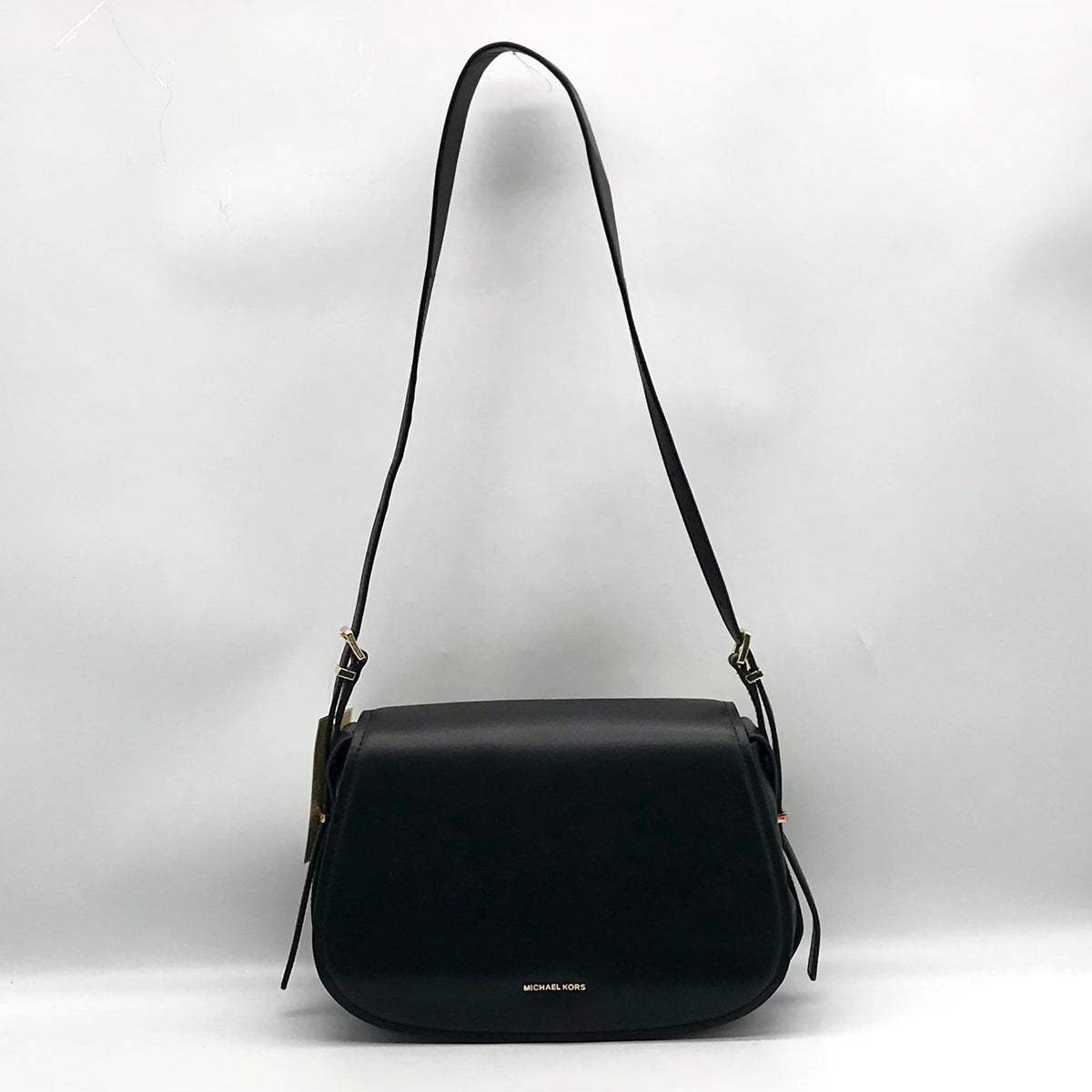 Michael Kors Black Leather Medium Lydia Flap Messenger Bag
