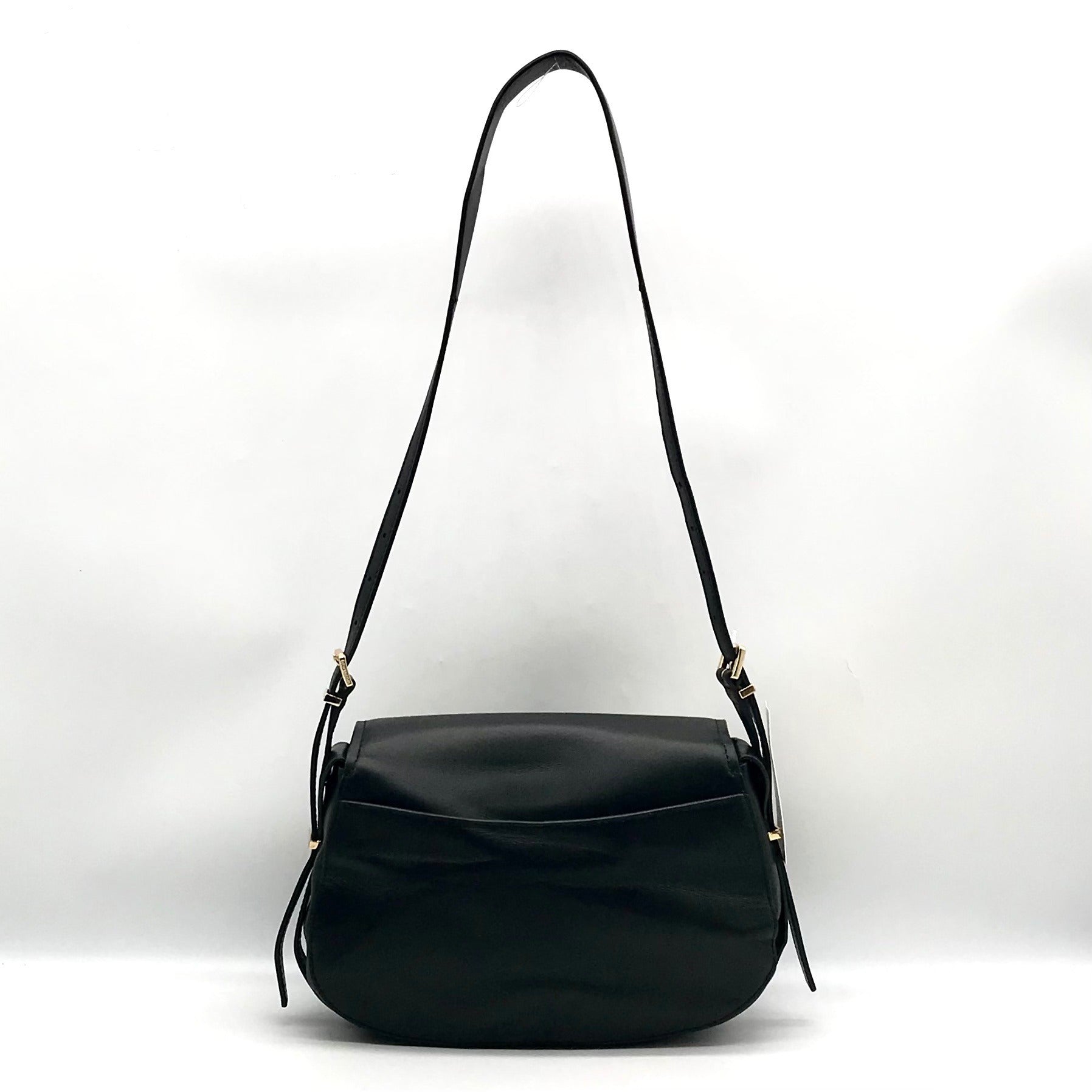Michael Kors Black Leather Medium Lydia Flap Messenger Bag