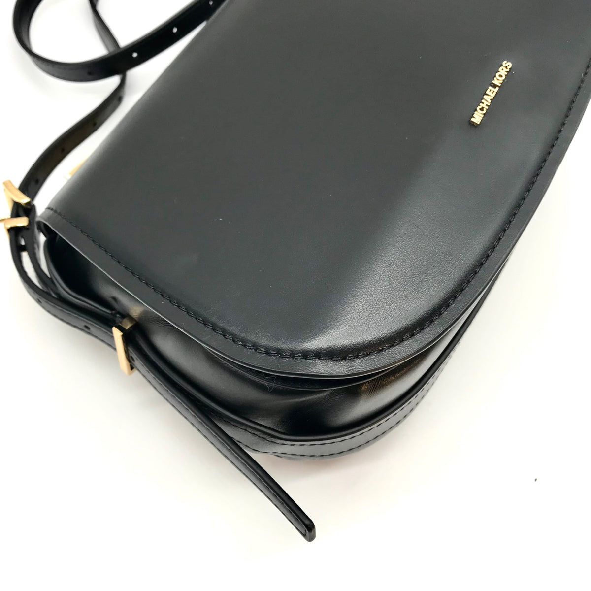 Michael Kors Black Leather Medium Lydia Flap Messenger Bag
