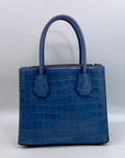 Michael Kors Studio Mercer Denim Croc-Embossed Convertible Tote