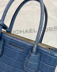 Michael Kors Studio Mercer Denim Croc-Embossed Convertible Tote