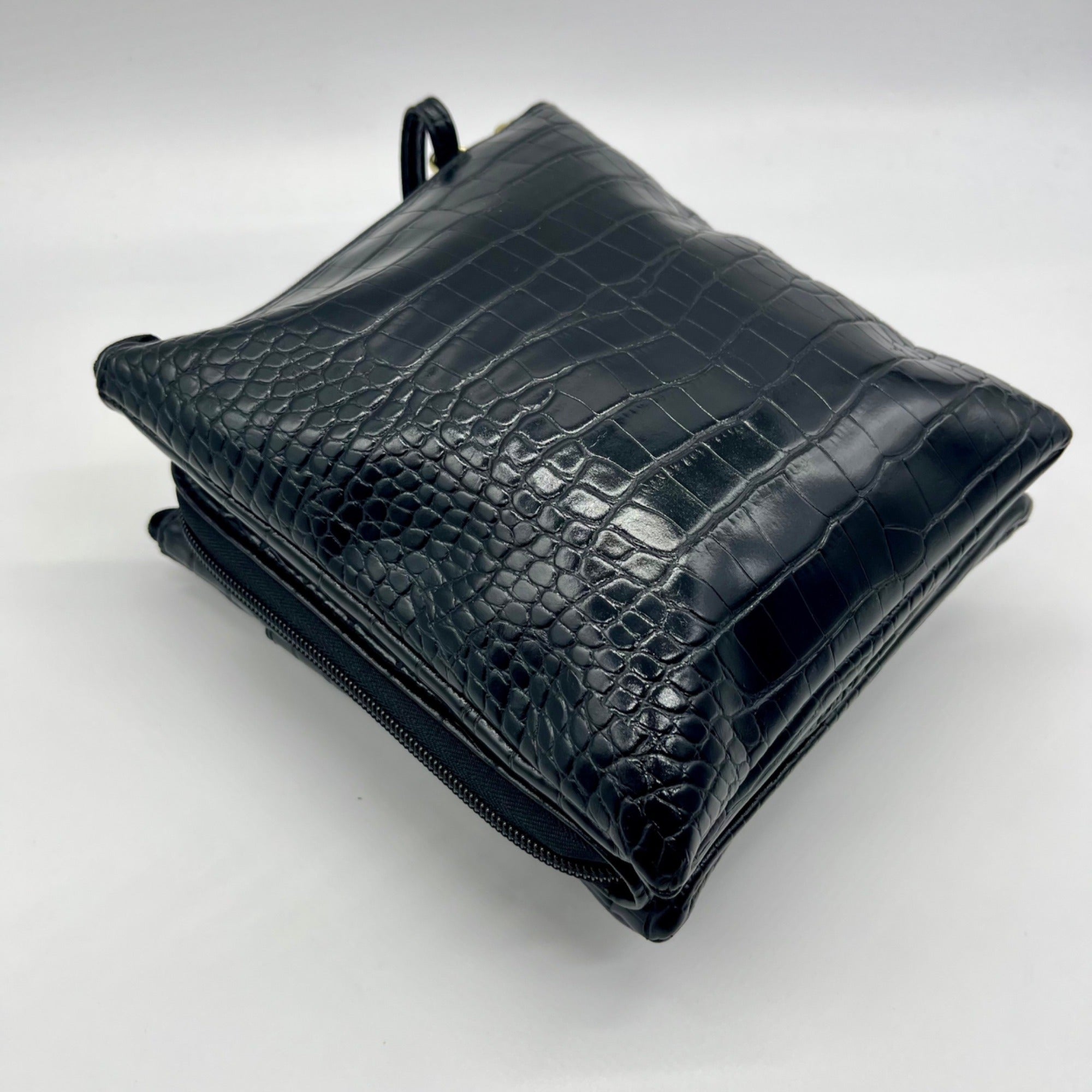 Giani Bernini Small Black Faux Leather Croc Dasher Crossbody