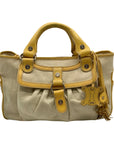 Celine Beige And Yellow Canvas Boogie Satchel Bag