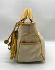 Celine Beige And Yellow Canvas Boogie Satchel Bag