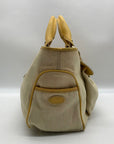 Celine Beige And Yellow Canvas Boogie Satchel Bag