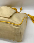 Celine Beige And Yellow Canvas Boogie Satchel Bag
