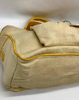Celine Beige And Yellow Canvas Boogie Satchel Bag