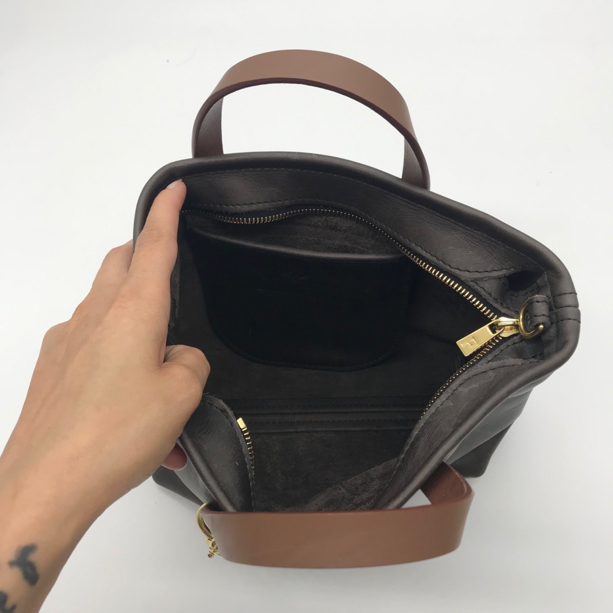 Fount Brown Leather Tote Bag