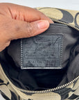 Coach Black Signature Strip Canvas Hobo Bag- F17434